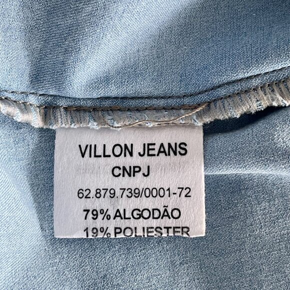 NWOT - "Villon Jeans" - Denim-Bleu Embellished Cotton Shirt - Made in Brazil - Picture 12 of 12